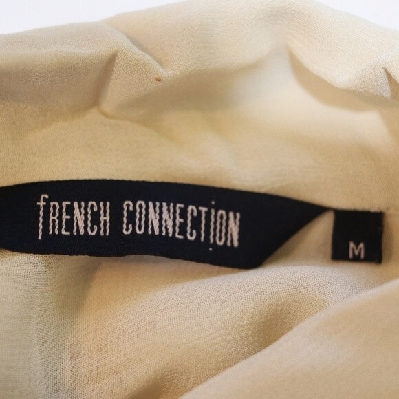 Vintage French Connection Cream Eyelet Embroidered Button Down Blouse Medium - Picture 4 of 14